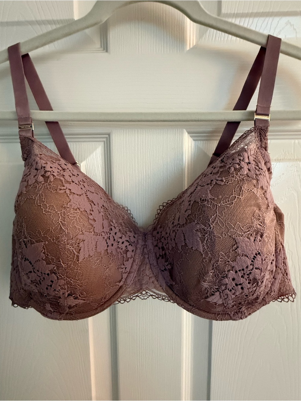 ThirdLove All-Day Lace T-Shirt Bra 38E Mauve Dusty Rose Floral Lace